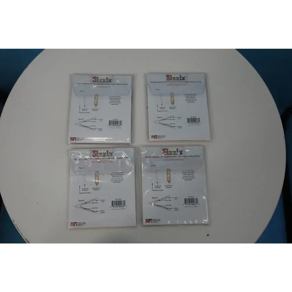 Lot of 4 SIzzix Simple Impressions Replacement Embossing Floders, 5 Pack